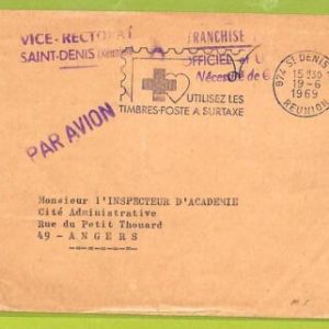 af9739 - REUNION - POSTAL HISTORY - Cover - 1969,MEDICINE Red Cross