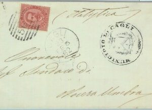 89549  - REGNO - STORIA POSTALE - Annullo NUMERALE su BUSTA -  Cagli PESARO 1882