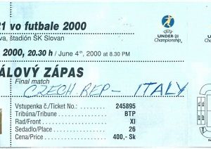 69454 -  BIGLIETTO PARTITA CALCIO 2000: CZECHOSLOVAKIA / ITALY Campionato UEFA