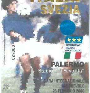 69457 -  BIGLIETTO PARTITA CALCIO 2000:  ITALY / SWEDEN  Friendly match PALERMO