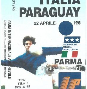 69461 -  BIGLIETTO PARTITA CALCIO 1998:  ITALY / PARAGUAY Friendly match PALERMO