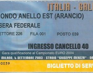 69449 -  BIGLIETTO PARTITA CALCIO 2004: ITALY /  GALLES  Campionato Europeo