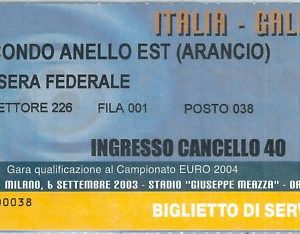 69446 -  BIGLIETTO PARTITA CALCIO 2004: ITALY /  GALLES  Campionato Europeo