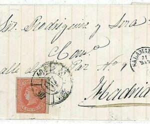11988 - SPAIN España -  POSTAL HISTORY - RUEDA DE CARRETA  #40 on cover 1864