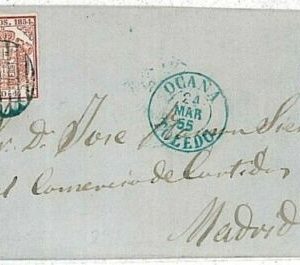 11989 - SPAIN España -  POSTAL HISTORY - Nice blue TOLEDO postmark 1855