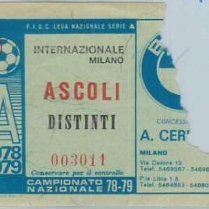 71309  - Vecchio  BIGLIETTO PARTITA CALCIO - 1978 / 1979 : INTER /  ASCOLI
