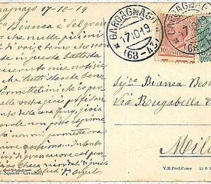 ITALIA REGNO: Sass 82ia su CARTOLINA 1919 - Varieta' dentellatura spostata