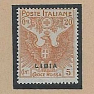 36251   Varietà - LIBIA : Sassone 16ac - Sovrastampa Sottile spostata  - Nuovo