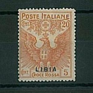 Varietà  - LIBIA : Sassone 16c - Sovrastampa spostata in basso - Nuovo