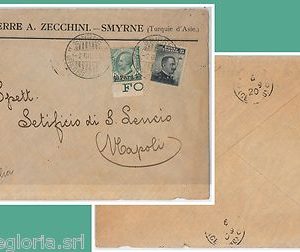 ITALIAN LEVANT  - STORIA POSTALE : LEVANTE # 10 + Smirna # 3 su BUSTA 1909