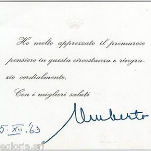 55512  - AUTOGRAFO  Reale -  UMBERTO II  di Savoia : 1963