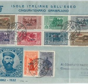 71492 - EGEO Nisiro - Storia Postale - Serie GARIBALDI su BUSTA  FDC - BELLA!!