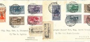 71497 - EGEO Scarpanto  Storia Postale - Serie GARIBALDI su 2 BUSTE raccomandate