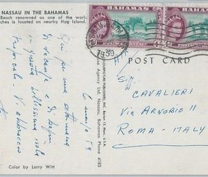 72405  - BAHAMAS  - POSTAL HISTORY -  POSTCARD to ITALY 1959