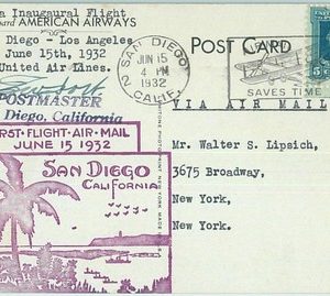 67452 - FIRST FLIGHT POSTCARD  - Postal History - USA : San Diego / LA 1932