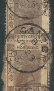 70395a - HONG KONG - STAMPS: Stanley Gibbons #  61 PAIR -  USED on paper support