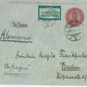 94010 - ARGENTINA - POSTAL HISTORY - STATIONERY COVER to GERMANY + stamps 1910
