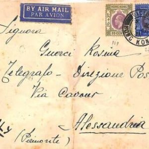 aa6831 - HONG KONG - POSTAL HISTORY - AIRMAIL COVER from VICTORIA to ITALY  1935