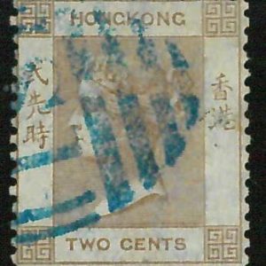 BK0998b3 - HONG KONG - STAMPS - SG #8b  -  USED with blue S1 Postmark SHANGHAI