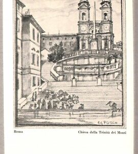 ab0038 - CARTOLINA D'EPOCA -ROMA Città : Chiesa della Trinità dai Monti