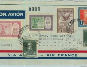 94110 -  ARGENTINA  - POSTAL HISTORY -  Cover to HOLLAND via AIR FRANCE  1935