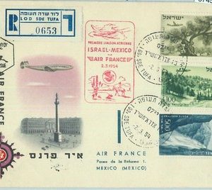 67450 - FIRST FLIGHT COVER - Postal History -  ISRAEL / Mexico 1954 - CACTI