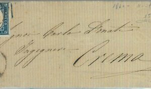 83467 - ANTICHI STATI: SARDEGNA - STORIA POSTALE: Sass # 15 Cb su Busta 1861