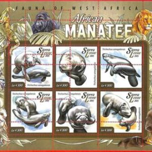 A4759 -SIERRA LEONE -FEHLER MIPERF: 2015 Afrikanische Seekühe, Gorillas,...