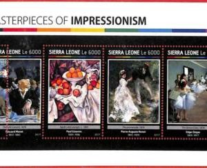 A4632 - SIERRA LEONE -ERRORE MISPERF: 2017, Cezanne, Manet, Renoir, Degas, Arte