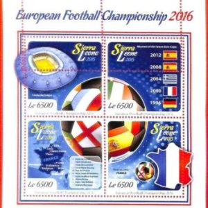 A4717 - SIERRA LEONE - ERROR MIPERF, Miniatur s: 2015, Fußball, Flaggen,...