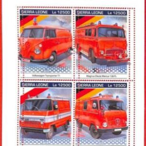 A4850 - SIERRA LEONE - ERROR MISPERF, Miniatura hoja: 2019, Bomberos/Motores