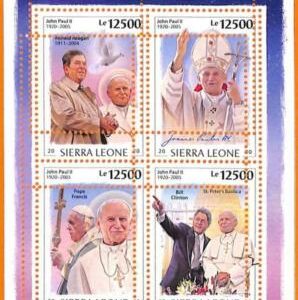A6837 - SIERRA LEONA, Error 2020 MISSPERF MINIATURA S: Papa Juan Pablo II,...