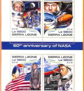 A6858 - SIERRA LEONE, Error, 2018 MISSPERF MINIATURBLATT: Nasa, Space, Kennedy