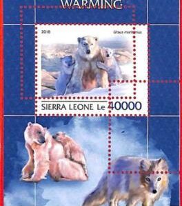 A4769 - SIERRA LEONE - ERROR MISPERF Souvenir s: 2018 Polar Bears Global Warming