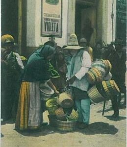 24370-MEXICO-VINTAGE POSTCARD- ETHNIC:VENDEDORES DE CANASTAS-BASKET SELLER  1922