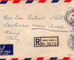 aa6830 - HONG KONG - POSTAL HISTORY -  Registered COVER to ITALY   1953
