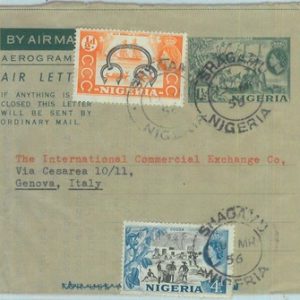 89185 - NIGERIA - POSTAL HISTORY - Stationery AEROGRAMME  cover to ITALY 1956