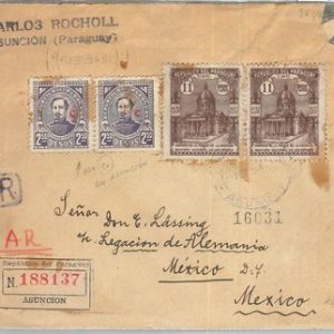 69326 - PARAGUAY - POSTAL HISTORY -  REGISTERED COVER to MEXICO   1939