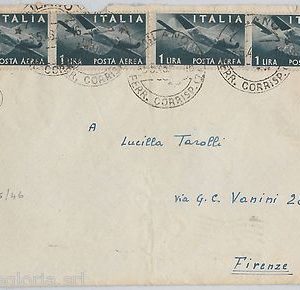57124 - REPUBBLICA - STORIA POSTALE: POSTA AEREA su BUSTA 1946