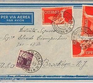 57126 - REPUBBLICA - STORIA POSTALE: ESPRESSI usati come ordinari su BUSTA  1949
