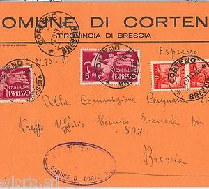 57128 - REPUBBLICA - STORIA POSTALE: ESPRESSI su BUSTA da CORTENO 1948