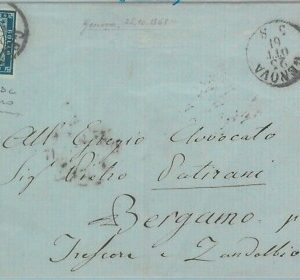 83471 -  STATI: SARDEGNA - STORIA POSTALE: Sass # 15 Dc SCURO su Busta  CARDILLO