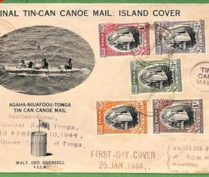 ZA1497 - TOGA - POSTAL HISTORY - OVERSIZED FDC Cover 1944 via TIN CAN MAIL