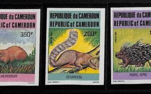 ZA0102a - CAMEROON - Set of 3 IMPERF STAMPS -  RODENTS  1985 Scott # 792/94