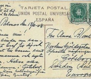 34675 - SPAIN España - POSTAL HISTORY - SOUTHAMPTON SHIP LETTER to SWEDEN 1908