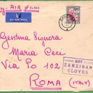 ZA1510 - ZANZIBAR - POSTAL HISTORY - OVERSIZED COVER to Italy 1962 PROPAGANDA