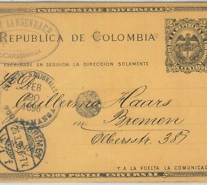 69208 - COLOMBIA - POSTAL HISTORY - STATIONERY CARD H&G # 13a from BUCAMARANGA