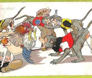 af4297 - ITALY - VINTAGE POSTCARD - ILLUSTRATED - 1915  Dogs MILITARY SATIRE