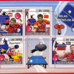 A3335- SAO TOME & PRINCIPE ERROR MISPERF: 2009 Ping Pong, Liqin, Waldner Persson