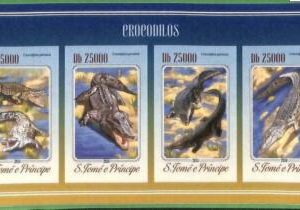 A3277 - SAO TOME & PRINCIPE, ERROR MISSPERF, Kleinbogen: 2014, Krokodile